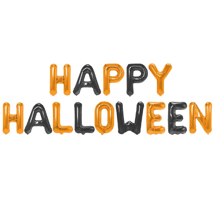 Alternativ bild 0 för Bokstavsballonger "HAPPY HALLOWEEN" Orange & Svart