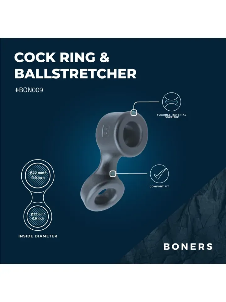 Bild 2 för Boners Cock Ring And Ball Stretcher - Grey