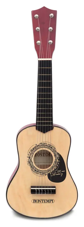 Produktfoto för Bontempi Wooden Guitar with 6 strings, Musikinstrument leksak, Gitarr, 3 År, 372 g, Svart, Trä