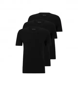 Produktfoto för BOSS 3P Classic Crew Neck T-shirt Svart bomull Small Herr