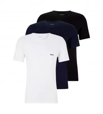 Alternativ bild 0 för BOSS 3P Classic Crew Neck T-shirt Svart/Marin/Vit bomull Small Herr