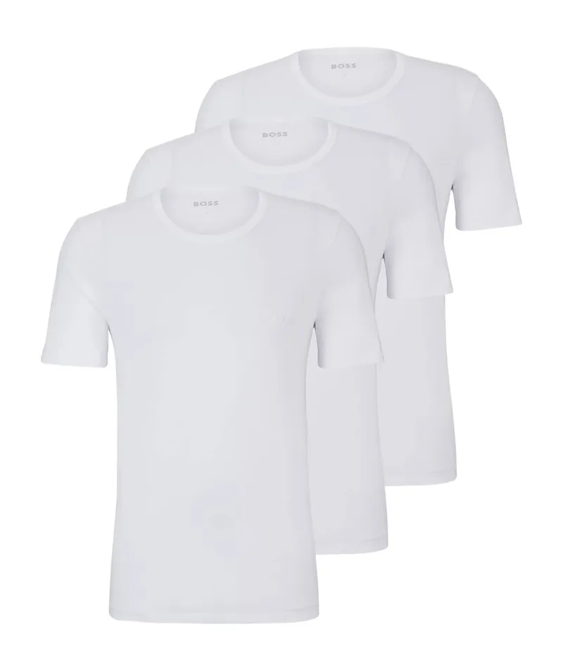 Bild 1 för BOSS 3P Classic Crew Neck T-shirt Vit bomull Small Herr