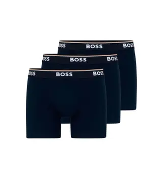 Produktfoto för BOSS Kalsonger 3P Cotton Stretch Boxer Brief Long Mörkblå bomull Small Herr