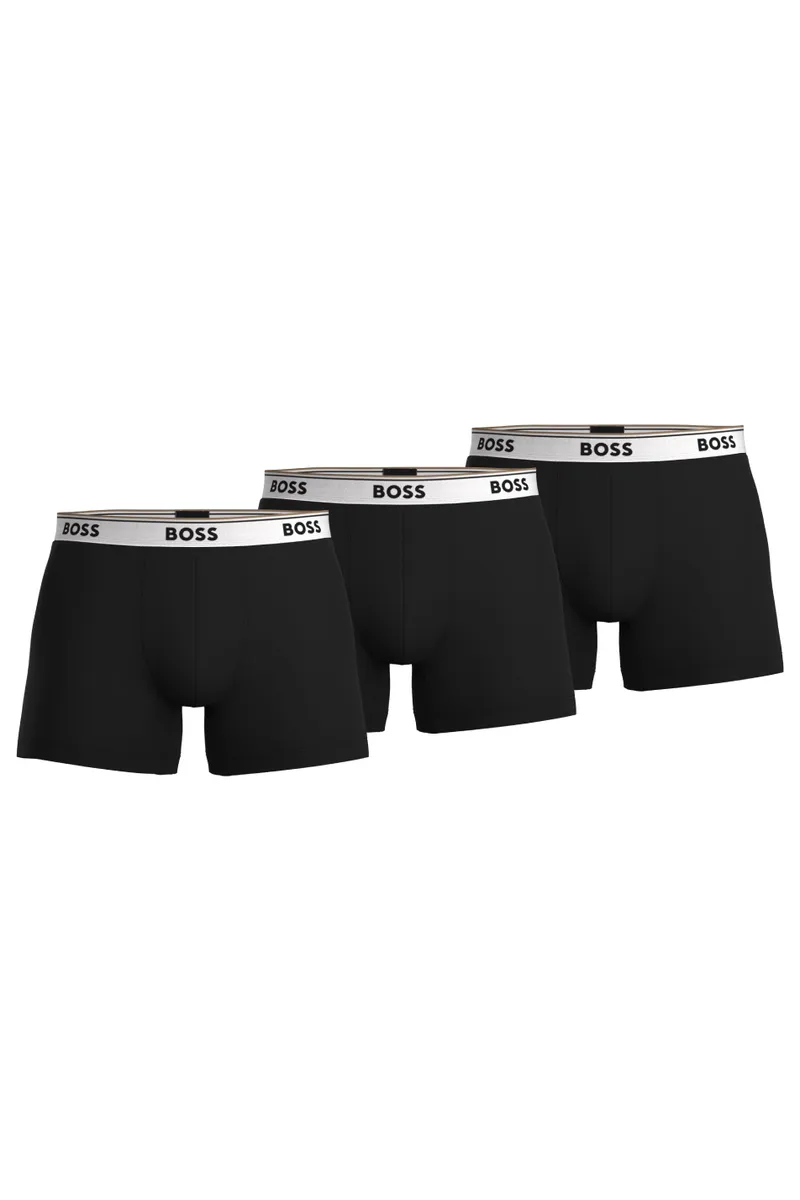 Bild 1 för BOSS Kalsonger 3P Cotton Stretch Boxer Brief Long Svart/Vit bomull Small Herr