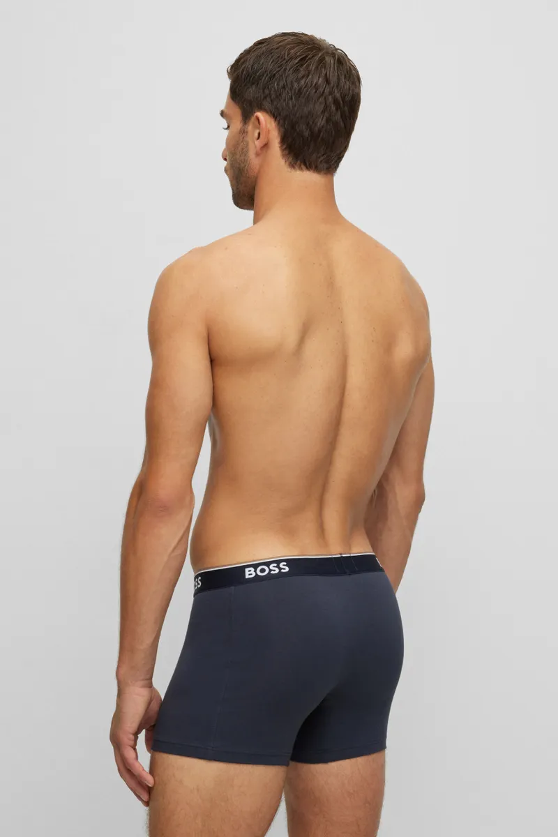 Bild 2 för BOSS Kalsonger 3P Cotton Stretch Boxer Brief Long Svart/Vit bomull Small Herr