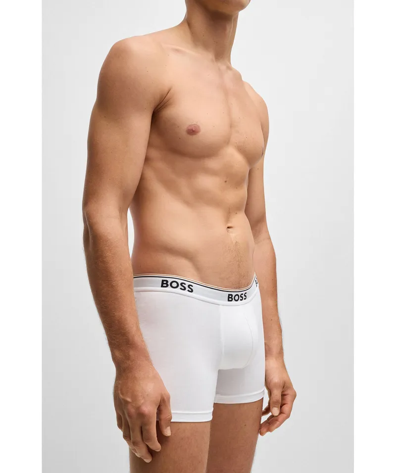 Bild 2 för BOSS Kalsonger 3P Cotton Stretch Boxer Brief Long Vit bomull Small Herr