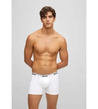 Produktfoto för BOSS Kalsonger 3P Cotton Stretch Boxer Brief Long Vit bomull XX-Large Herr