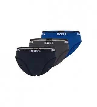 Produktfoto för BOSS Kalsonger 3P Power Brief Grå/Blå bomull Small Herr