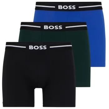 Alternativ bild 0 för BOSS Kalsonger 3P Solid Cotton Bold Boxer Svart/Blå bomull Large Herr
