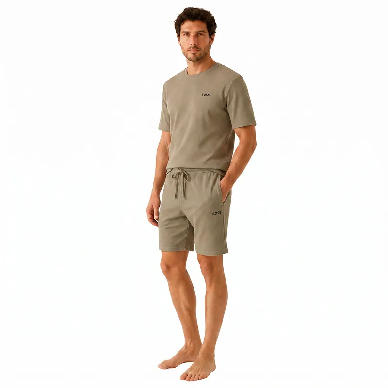 Bild 2 för BOSS Waffle Nightwear Shorts Ljusbrun X-Large Herr