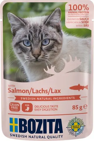 Produktfoto för Bozita Bitar i Sås med Lax 85 g