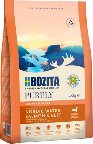 Produktfoto för Bozita Dog Purely Adult Small Salmon & Beef 2,5 kg