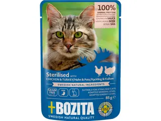 Produktfoto för Bozita Indoor & Sterilised Kyckling & Kalkon i Sås 85 g