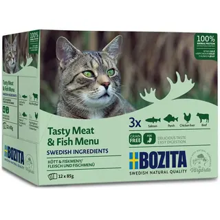Produktfoto för Bozita Kött & Fisk i gelé Mutlipack 12x85 g