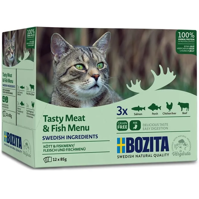 Alternativ bild 0 för Bozita Kött & Fisk i gelé Mutlipack 12x85 g