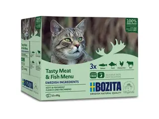 Produktfoto för Bozita Kött & Fisk i gelé Mutlipack 12x85 g