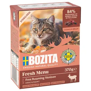 Produktfoto för Bozita Sterilised Ren Bitar i gelé 370 g