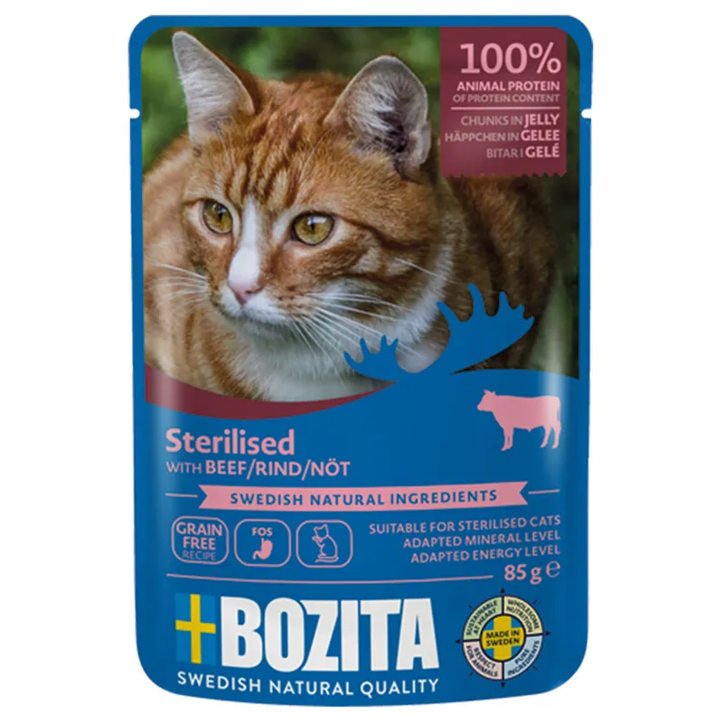 Alternativ bild 0 för BOZITA steriliserad nötköttgelé - våtfoder för katter - 85g