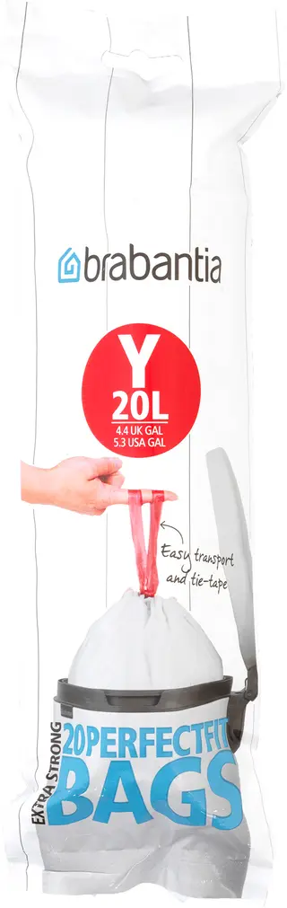 Produktfoto för Brabantia 116742, 20 l, Vit, Högdensitetspolyeten (HDPE), 54,5 cm, 412 mm, 20 styck