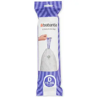 Produktfoto för brabantia Size D - trash can liner - high-density polyethylene (HDPE) - white - pack of 20