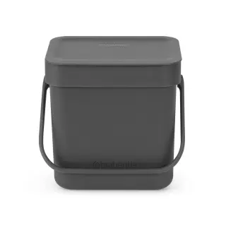 Produktfoto för Brabantia Sort & Go - Soptunna - fliplock - 3 L - handtag - grå