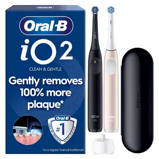 Produktfoto för Braun Oral-B iO Series 2 Night Black/Calm Pink med 2 handdelar (016704)
