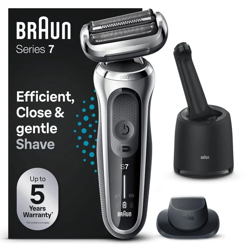 Bild 1 för Braun Series 7 71-S7200cc, Folierakapparat, Knappar, Svart, Silver, Batteri, Litium-Ion (Li-Ion), 50 min