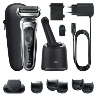 Produktfoto för Braun Series 7 71-S7500cc, Silver, Batteri, Litium-Ion (Li-Ion), Inbyggt batteri, Rengöring, Skägg
