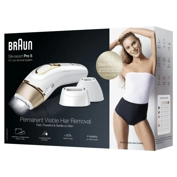 Alternativ bild 0 för Braun Silk-expert Pro 5 PL5243, Guld, Vit, Intensivt pulserat ljus (IPL), AC, 100 - 240 V, Låda