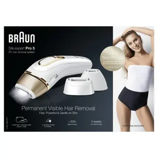 Produktfoto för Braun Silk-expert Pro 5 PL5243, Guld, Vit, Intensivt pulserat ljus (IPL), AC, 100 - 240 V, Låda