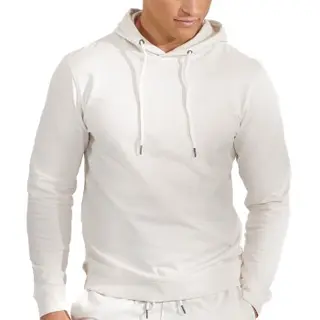 Produktfoto för Bread and Boxers Organic Cotton Men Hooded Shirt Benvit X-Large Herr