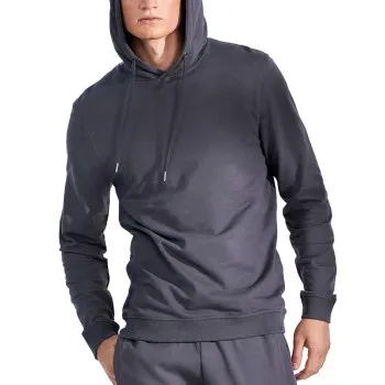 Alternativ bild 0 för Bread and Boxers Organic Cotton Men Hooded Shirt Grafit Medium Herr