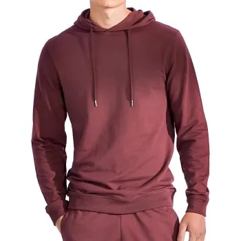 Alternativ bild 0 för Bread and Boxers Organic Cotton Men Hooded Shirt Vinröd Medium Herr