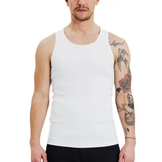 Produktfoto för Bread and Boxers Ribbed Tank Top 2P Vit ekologisk bomull Medium Herr