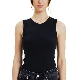 Produktfoto för Bread and Boxers Tank Crew Neck Ribbed Svart ekologisk bomull X-Large Dam
