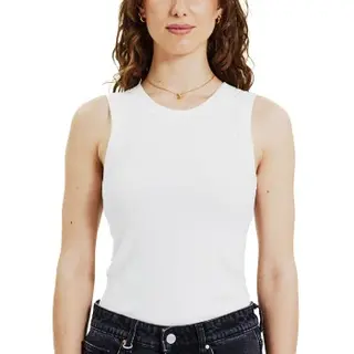 Produktfoto för Bread and Boxers Tank Crew Neck Ribbed Vit ekologisk bomull X-Large Dam