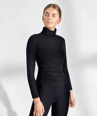 Produktfoto för Bread and Boxers Turtle Neck Svart viskos Large Dam