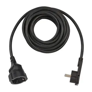 Produktfoto för brennenstuhl H05VV-F 3G1,5 - Förlängningskabel för ström - CEE 7/4 (hona) till CEE 7/4 (hane) vinklad - 5 m - svart