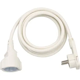 Produktfoto för brennenstuhl H05VV-F 3G1,5 - Förlängningskabel för ström - Eurokontakt (R) till Eurokontakt (P) vinklad - 2 m - inomhus - vit