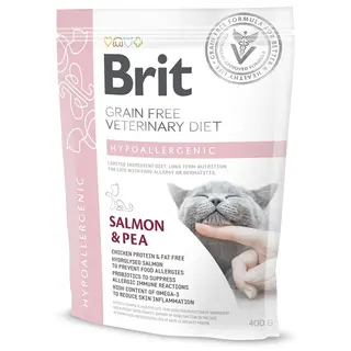 Produktfoto för Brit Veterinary Diet Cat Hypoallergenic Grain Free Salmon & Pea (400 g)