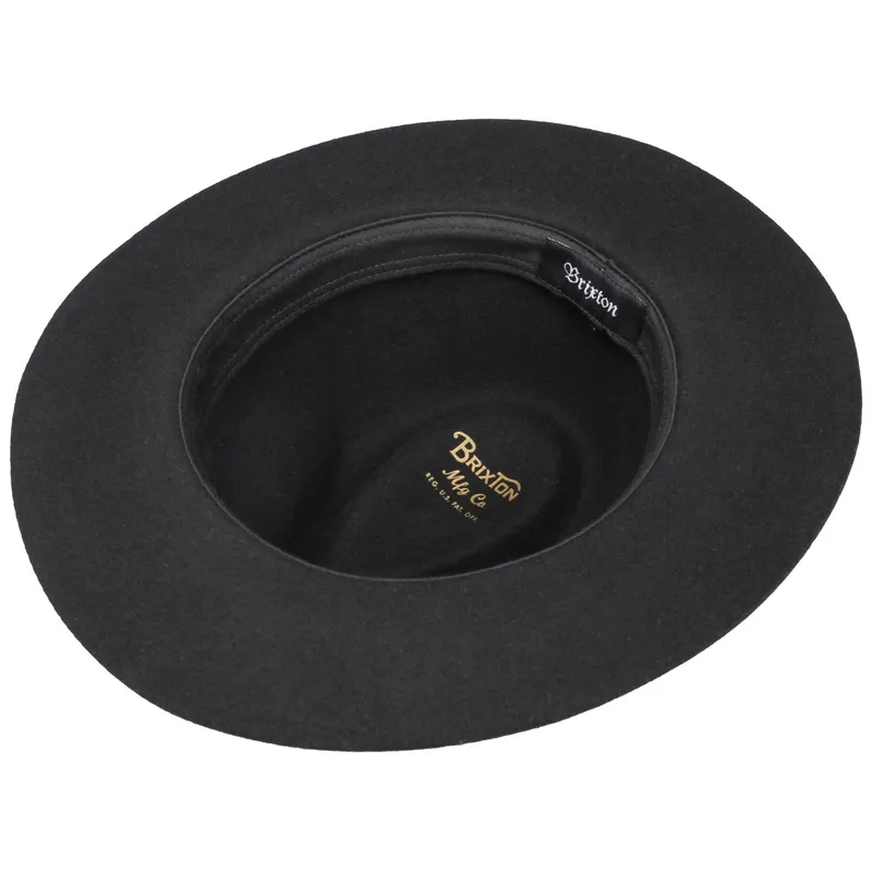 Bild 3 för Brixton - Svart fedora Hatt - Wesley Black Fedora @ Hatstore
