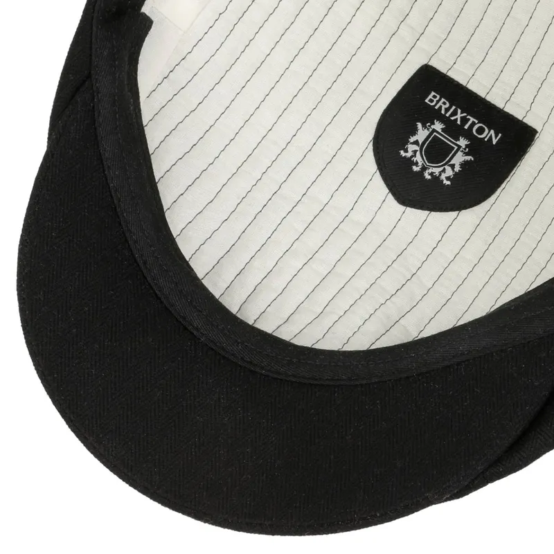 Bild 3 för Brixton - Svart flatcap Keps - Brood Black Snap Cap @ Hatstore