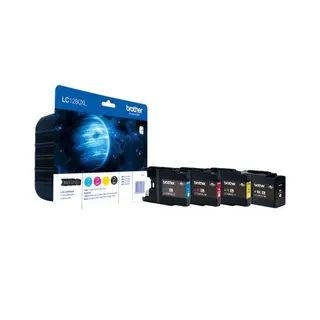 Produktfoto för Brother Bläckpatron, 1280XL med hög kapacitet, svart, cyan, magenta, gul, multiförpackning, LC-1280XLVALBPDR