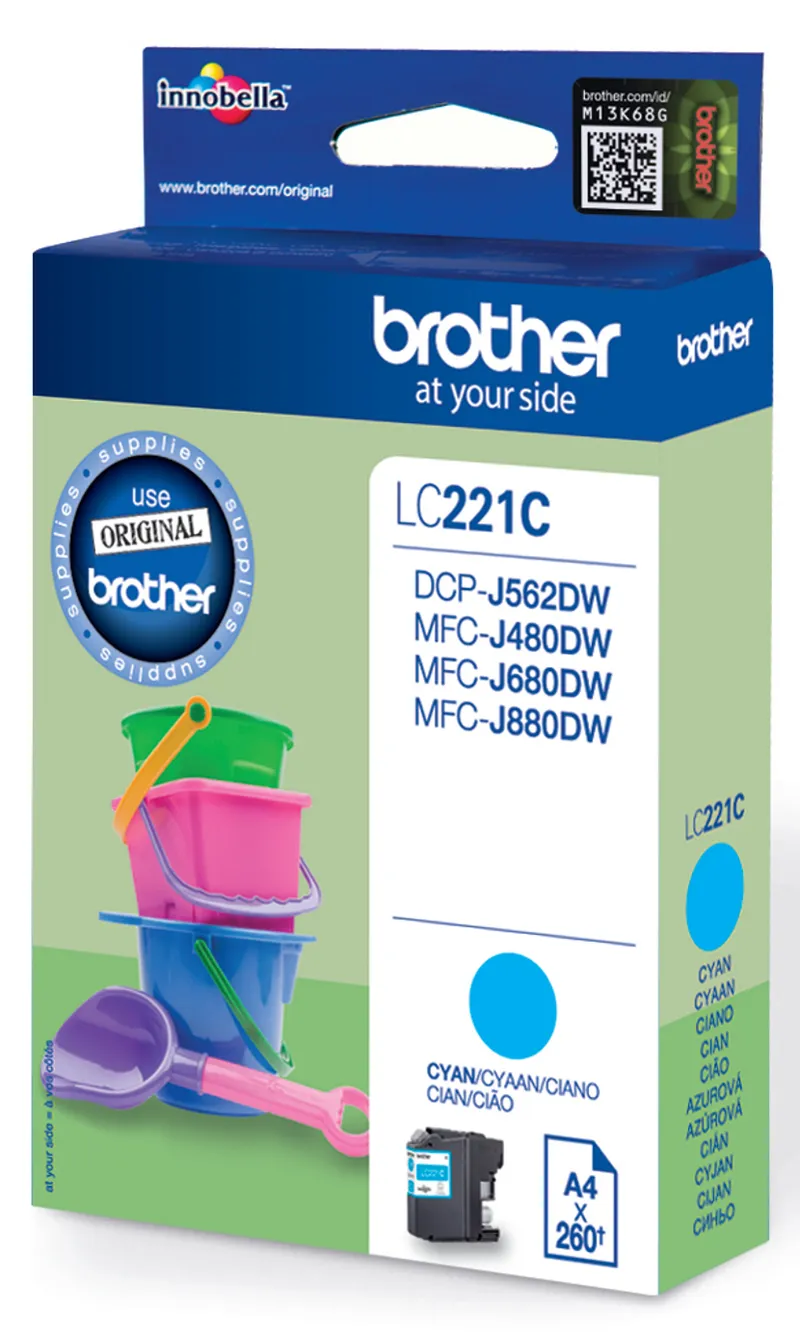 Alternativ bild 0 för Brother Bläckpatron, 221C, cyan, singelförpackning, LC221C