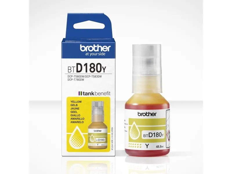Alternativ bild 0 för Brother BTD180Y - Gul - Original - Bläckpåfyllning - för Brother DCP-T580DW