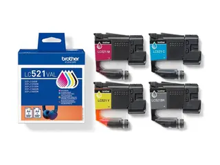 Produktfoto för Brother LC521 Value Pack - 4-pack - black yellow cyan magenta - original - ink cartridge - Bläckpatron Blå
