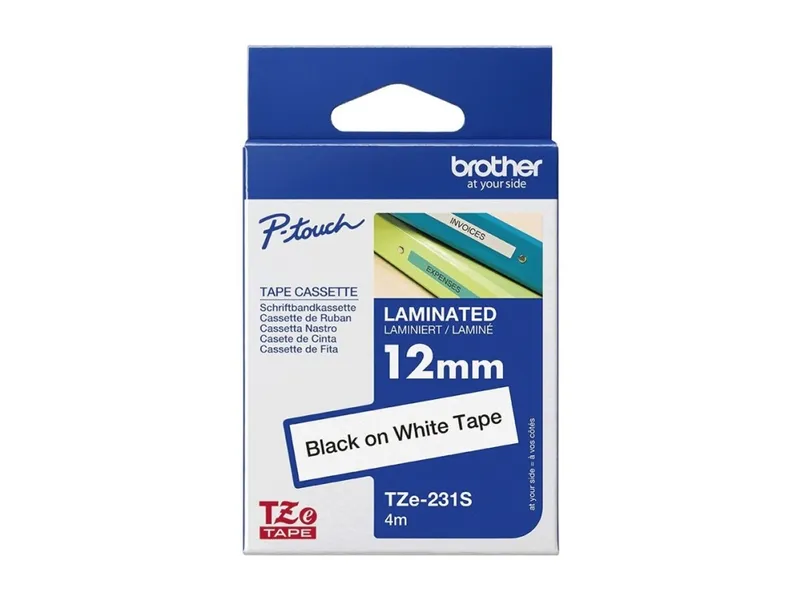 Alternativ bild 0 för Brother TZe-231S - Svart på vitt - Rulle (1,2 cm x 4 m) 1 kassett(er) bandlaminat - för Brother PT-D210, D600, H110  P-Touch PT-1880, E800, H110, P900  P-Touch Cube Plus PT-P710