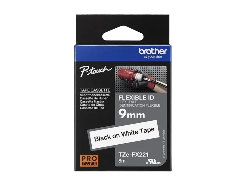 Alternativ bild 0 för Brother TZFX221 - Svart på vitt - Rulle (0,9 cm x 8 m) flexibel tape - för Brother PT-H200  P-Touch PT-E550, P900  P-Touch Cube Plus PT-P710  P-Touch Pro PT-H111