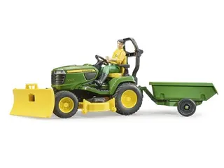 Produktfoto för Bruder - BWorld John Deere Lawn Tractor with trailer and gardener(62104)