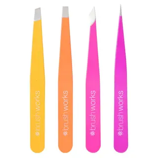 Produktfoto för Brushworks HD 4 Piece Combination Tweezer Set - Brights